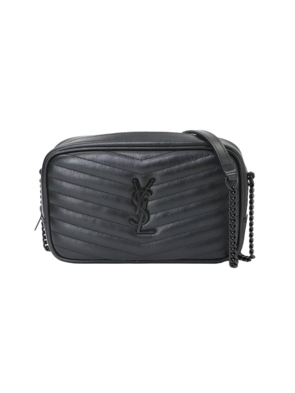 Saint Laurent Lou Chain Shoulder Bag Leather Black